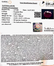 5.90/CT Natural Mozambique Ruby with Govt. Lab Certificate-(12210)